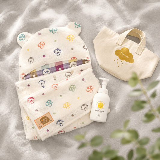 帆布BAGギフト　バスポンチョ＆ベビーソープ / 名入れ刺繍可 ママベビー