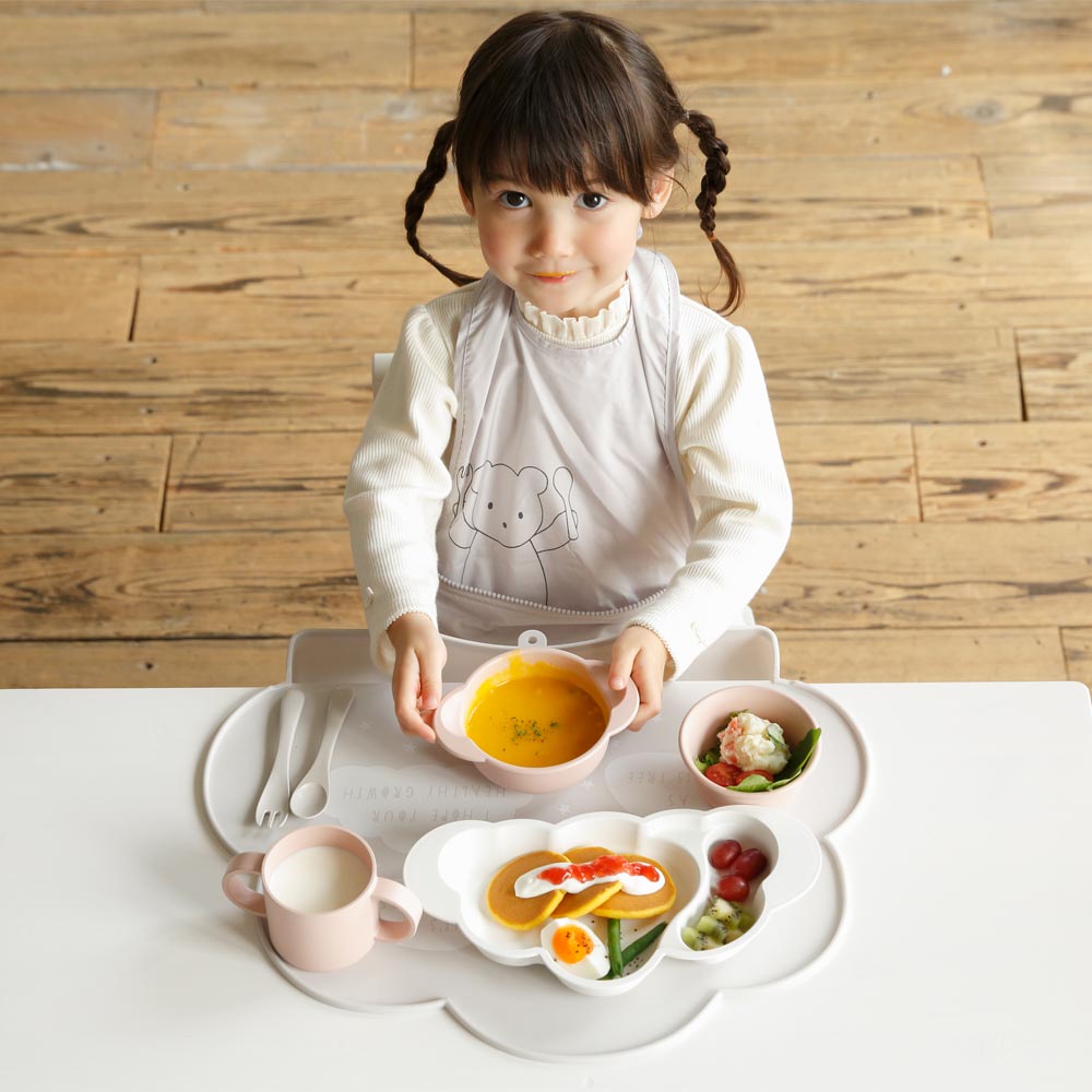 mamamanmaお食事3点セット grande ピンク フリル / 離乳食 食器