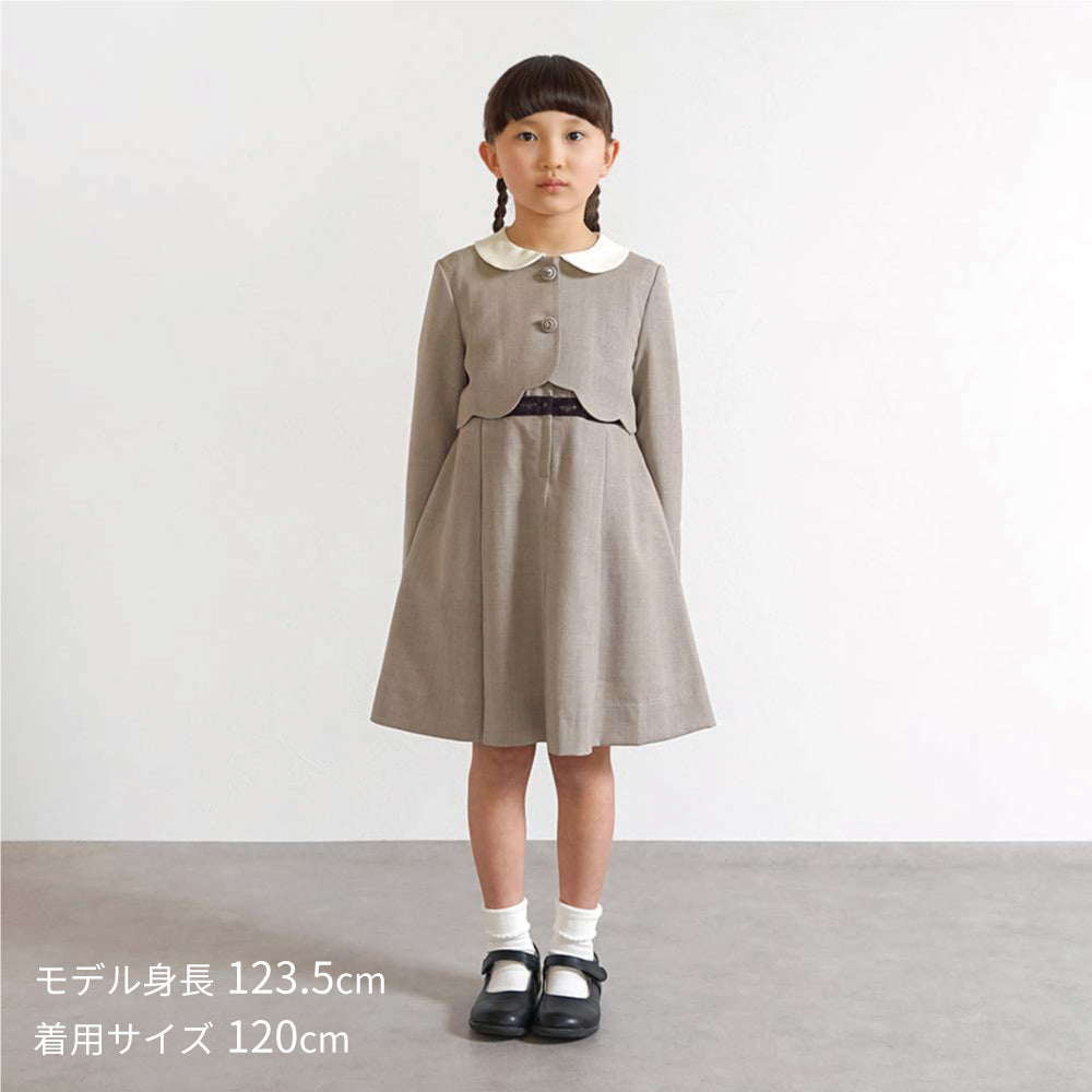 お受験服　ボックスプリーツワンピース ベージュ 100cm・110cm・120cm