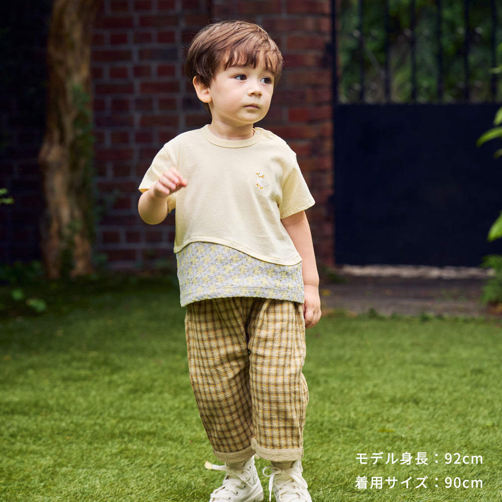 アヒル刺繍Tシャツ イエロー 80・90・100・110cm
