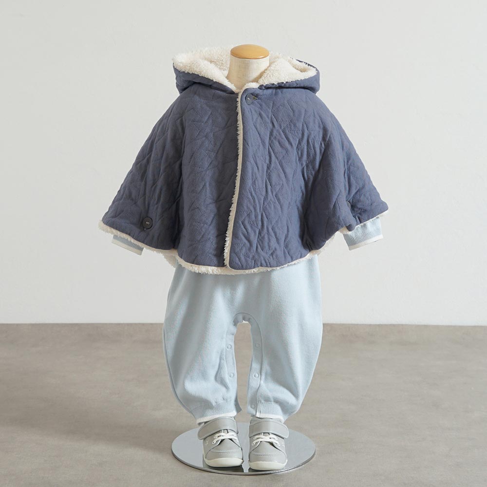 フェザーコットンcloudニットロンパース パウダーブルー70cm・80cm