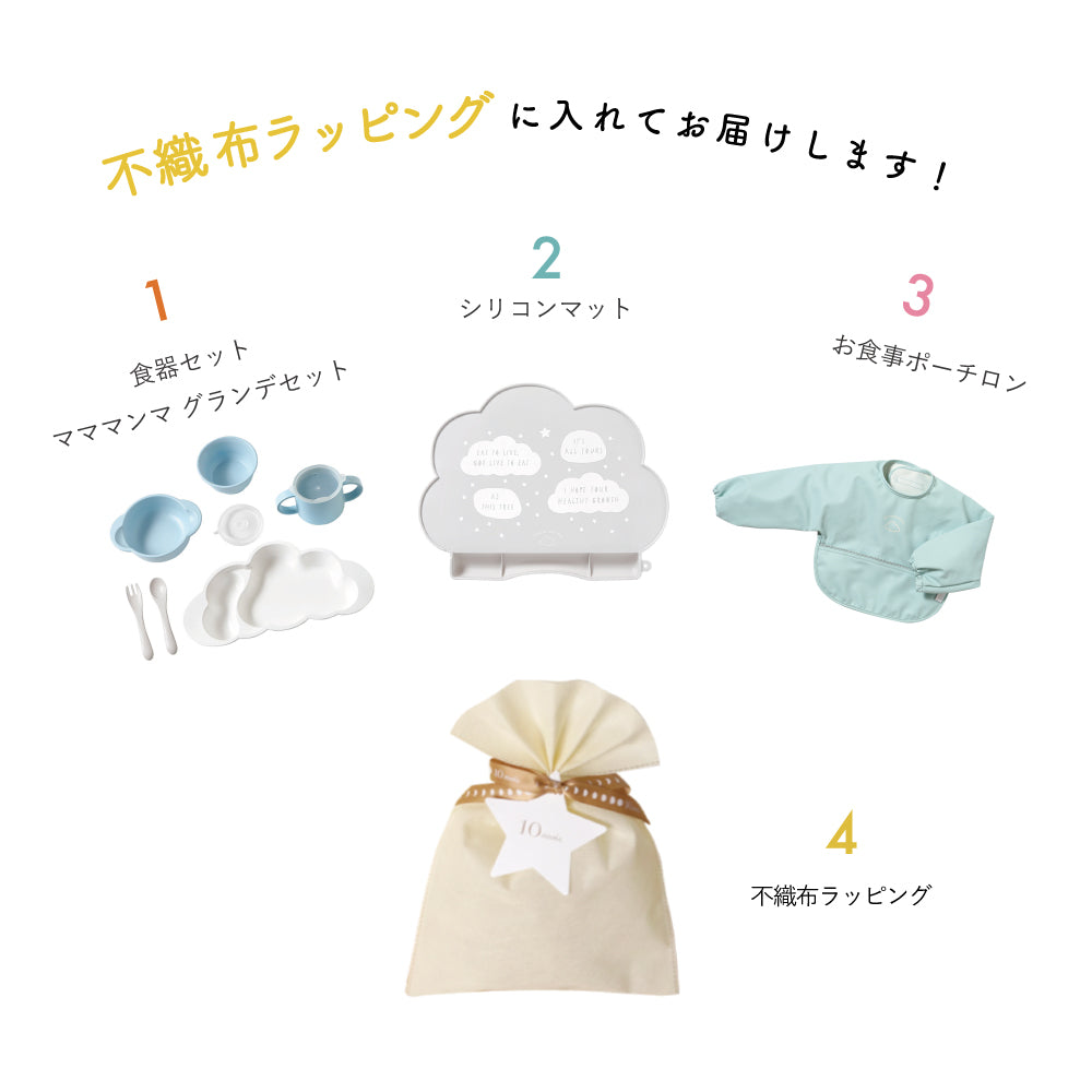 1万5千円ぴったり　出産祝いギフトセット(お食事グッズ)　ブルー