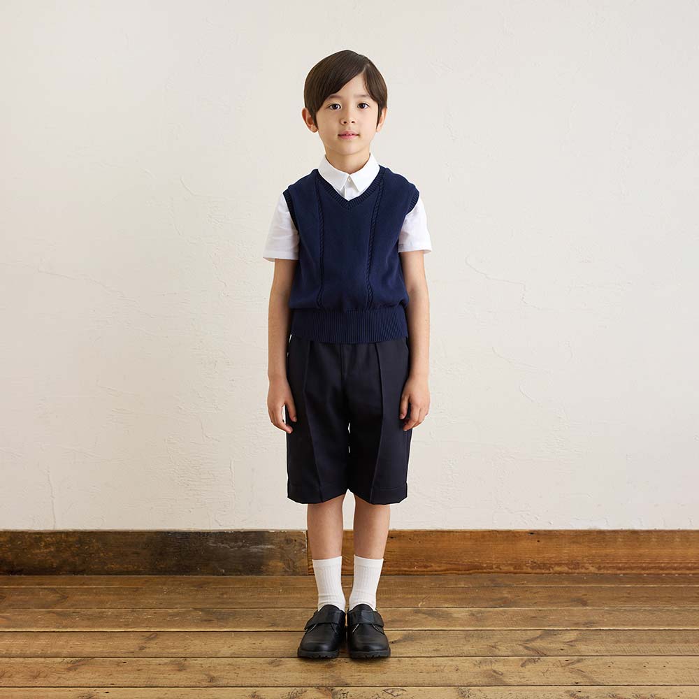 お受験服 ピンタックハーフパンツ ネイビー 100cm・110cm・120cm