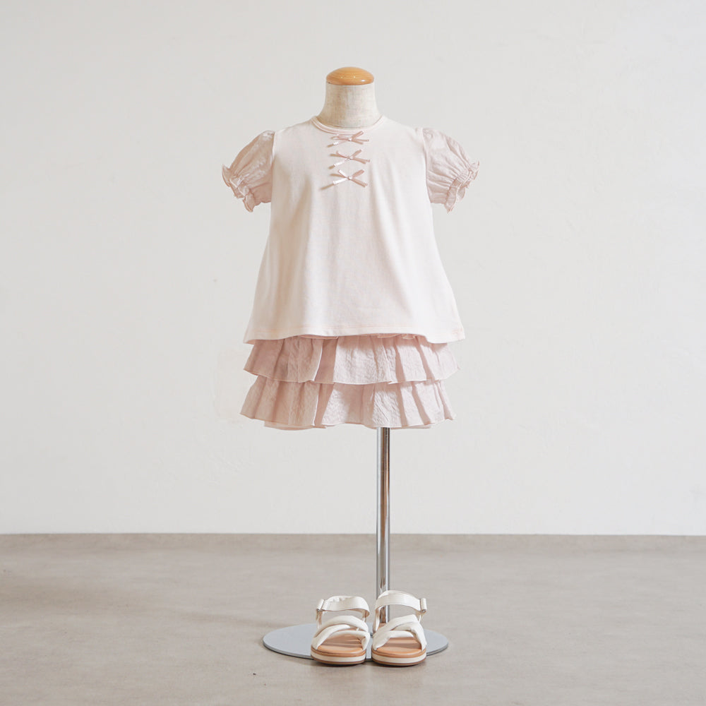 フリルティアードパンツ ペールピンク 80・90・100・110cm