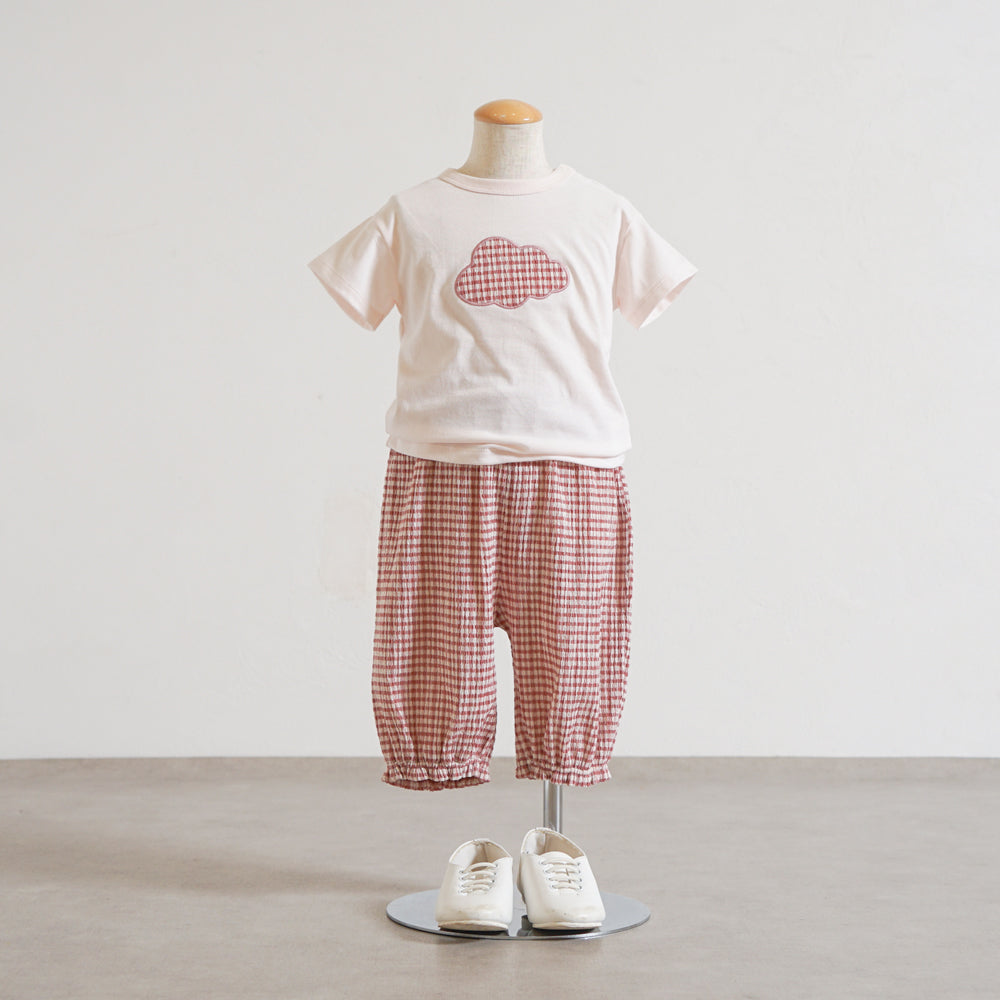 雲ポケットギンガムチェックバルーンパンツ ピンク 70-80・80-90・90-100・100-110cm