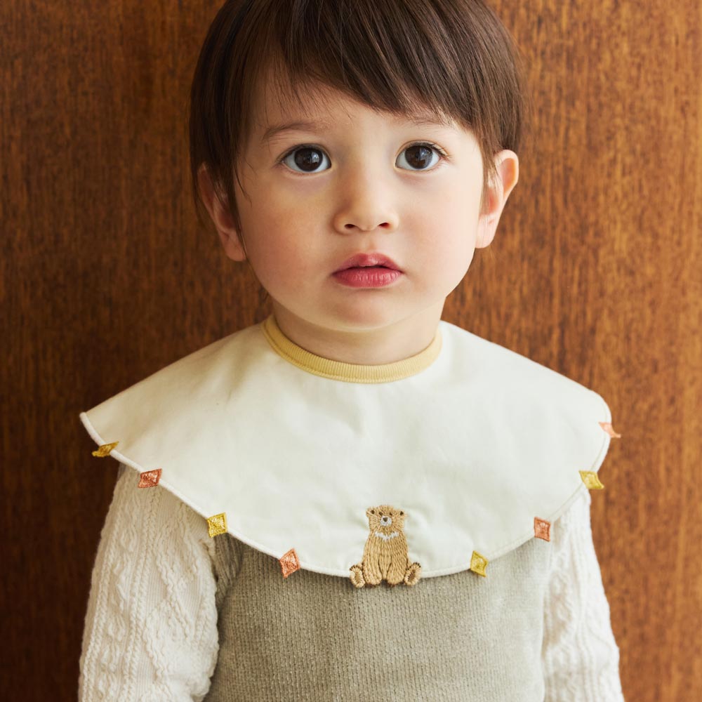 刺繍スタイとはりねずみのガラガラのギフトセット / 出産祝い