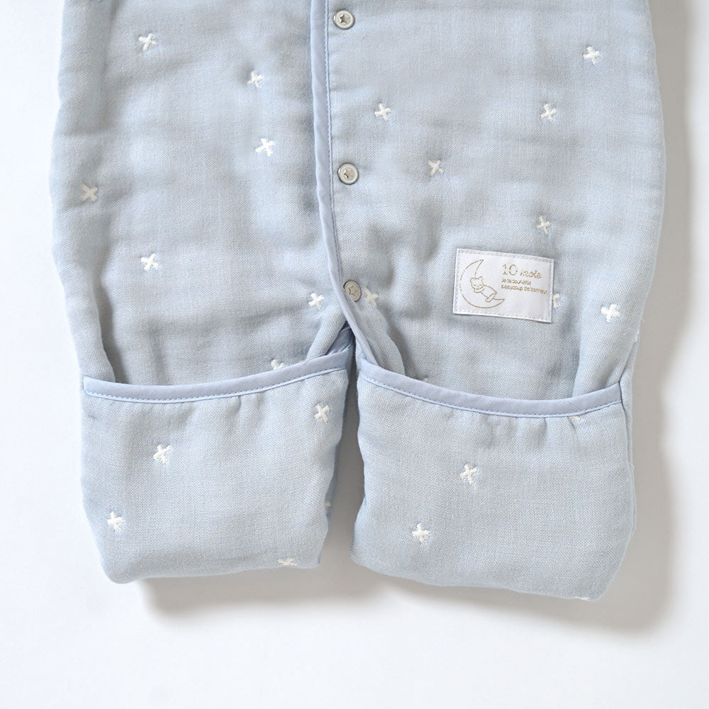 6wayスリーパーmini パウダーブルー ふくふくガーゼ(6重ガーゼ)   / 名入れ刺繍可