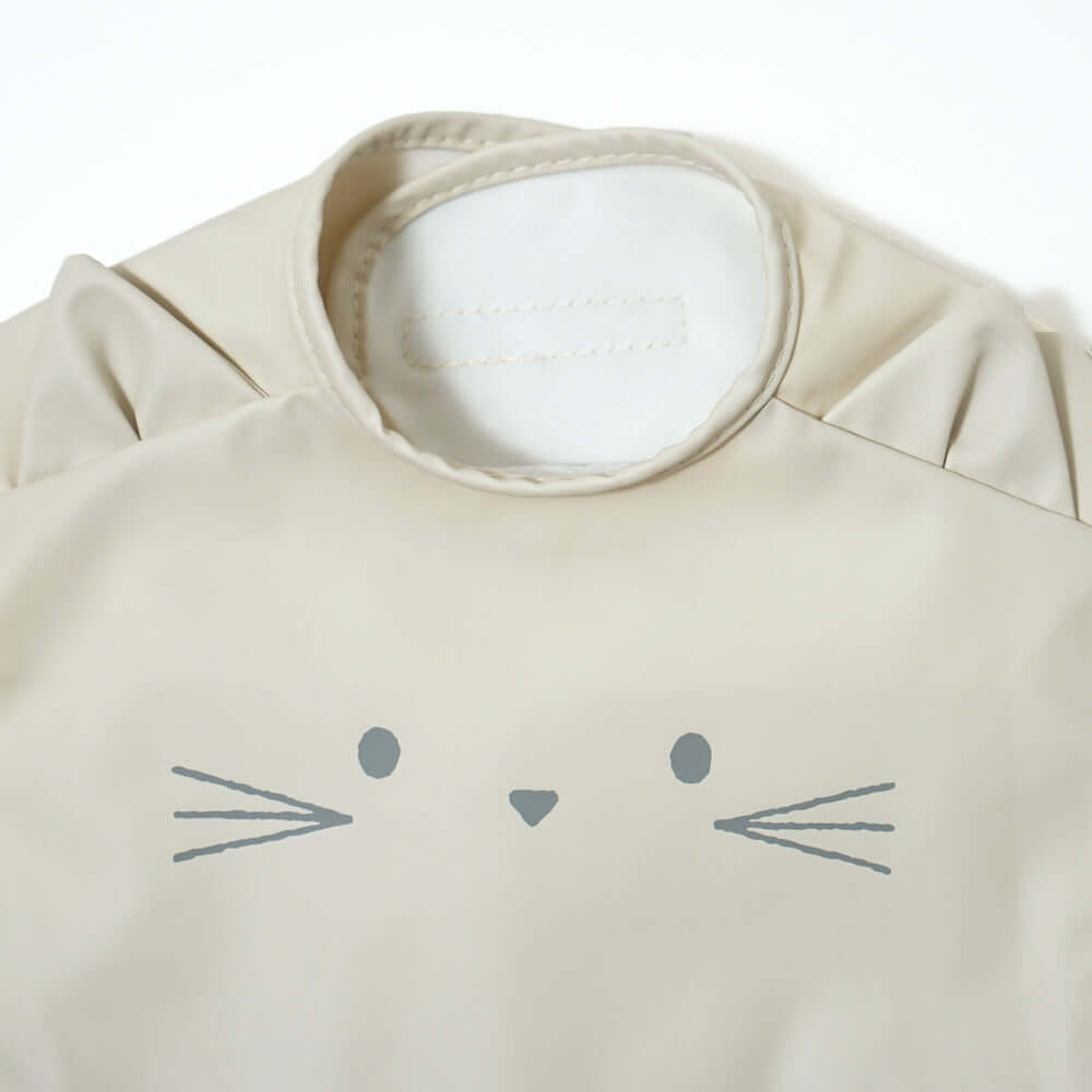 お食事ポーチロン 袖なし ねこアイボリー / お食事エプロン