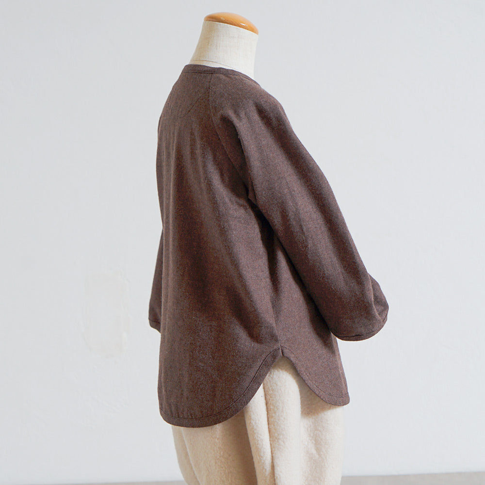 ノーカラーリラックスシャツ ブラウン 80・90・100cm