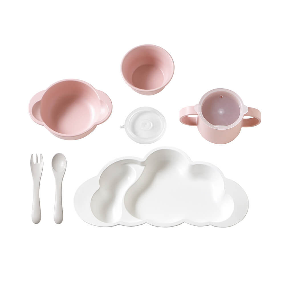 mamamanmaお食事3点セット grande ピンク フリル / 離乳食 食器
