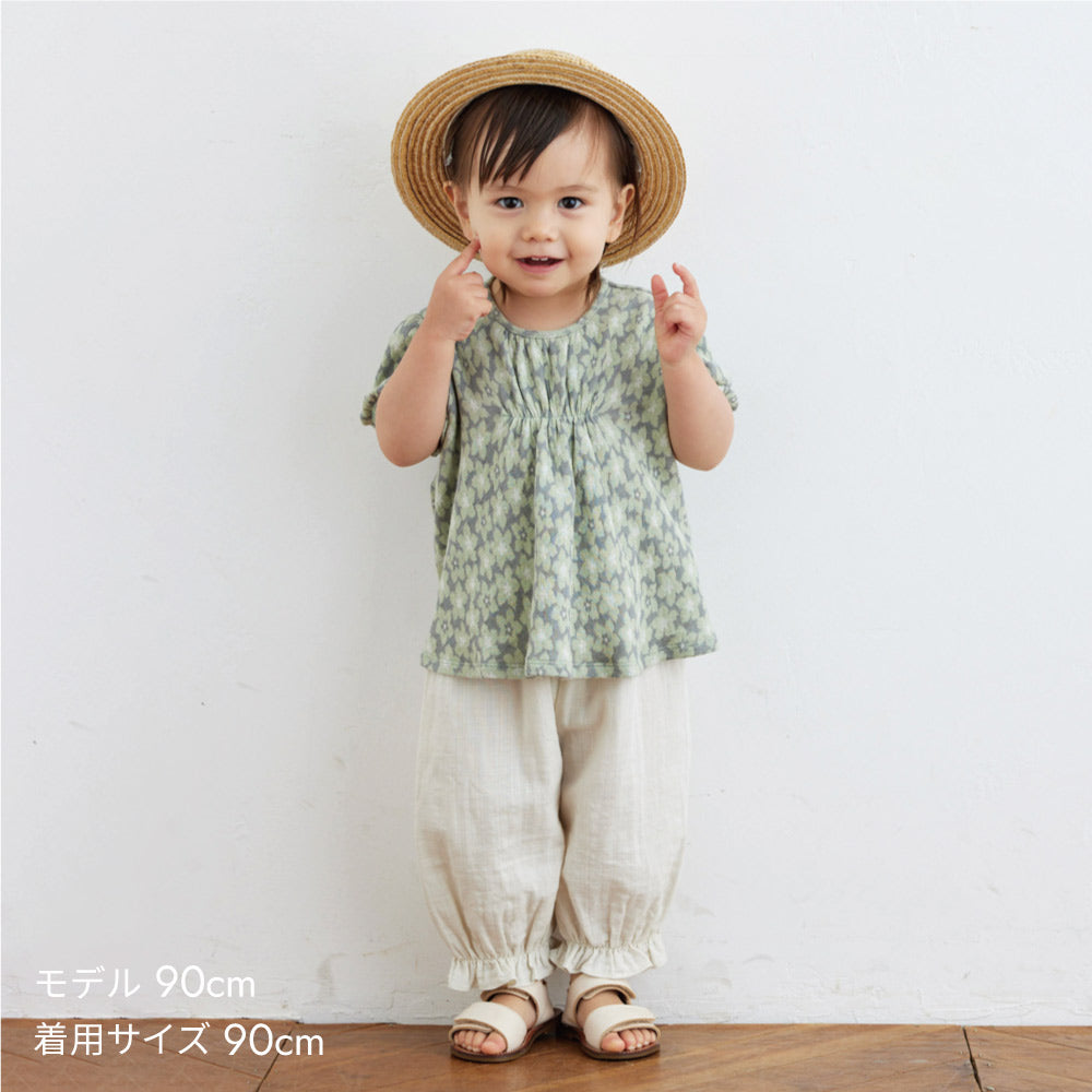 flower刺繍パンツ ライトグレー 80cm・90cm・100cm・110cm