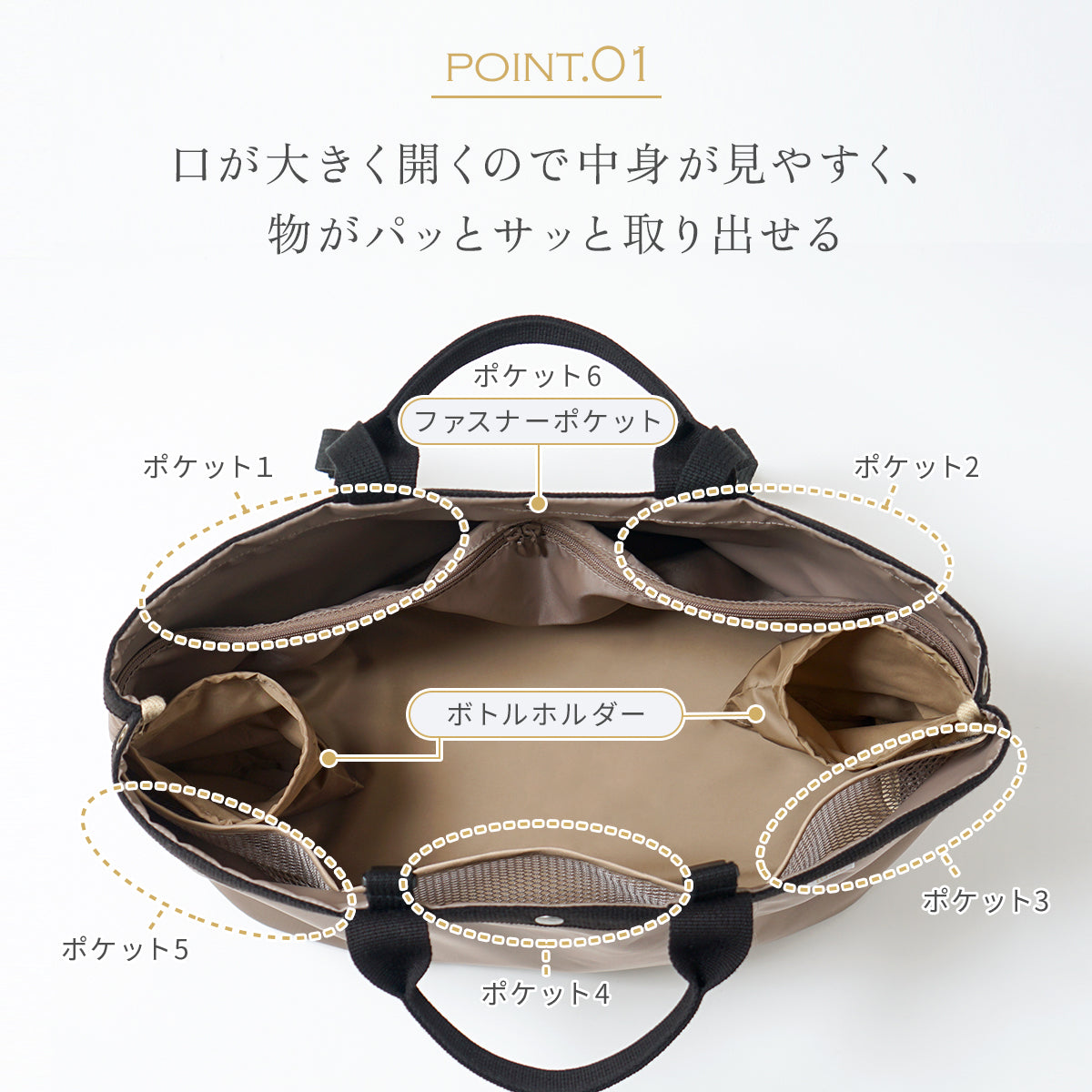 PATTO SATTO TOTE (パッとサッとトート)　N-line コーラル ◆