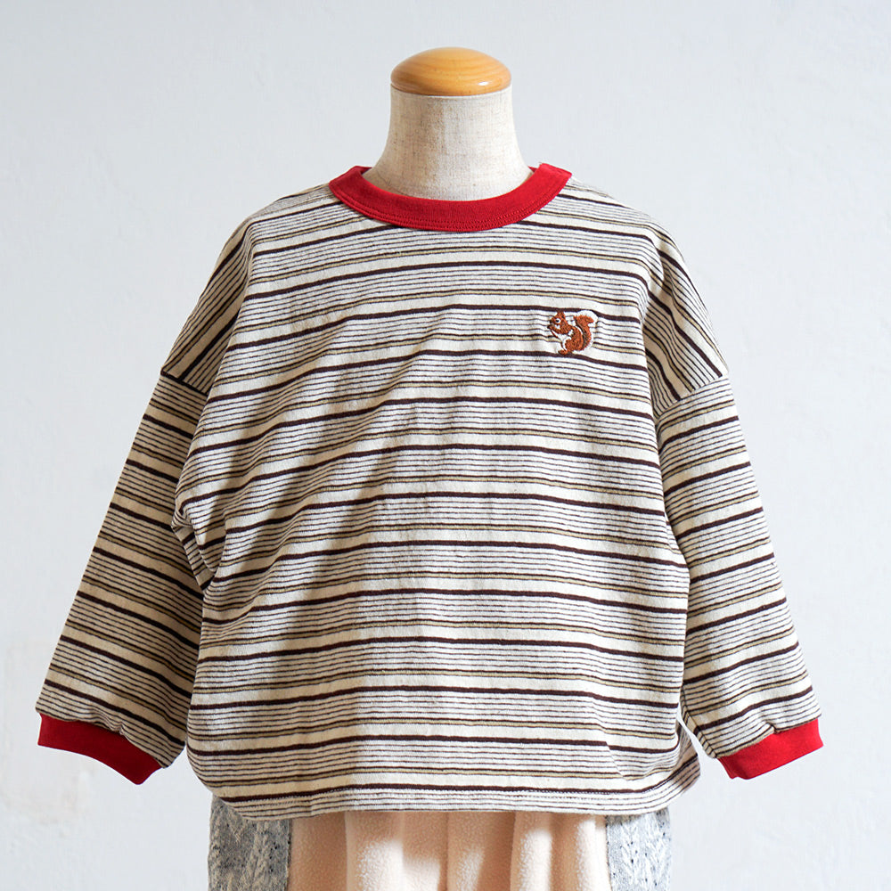 animal長袖ボーダーTシャツ アイボリー 80・90・100・110cm