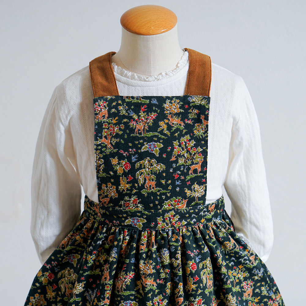 リバティBambiエプロンドレス オリーブ 80・90・100・110cm