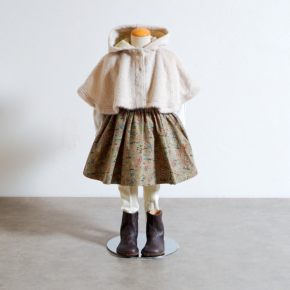 シャギーニットケープ ライトベージュ 新生児 - 110cm