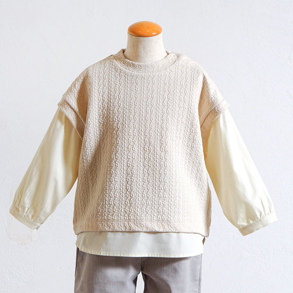 ケーブルニットコンビトップス アイボリー 80・90・100・110cm