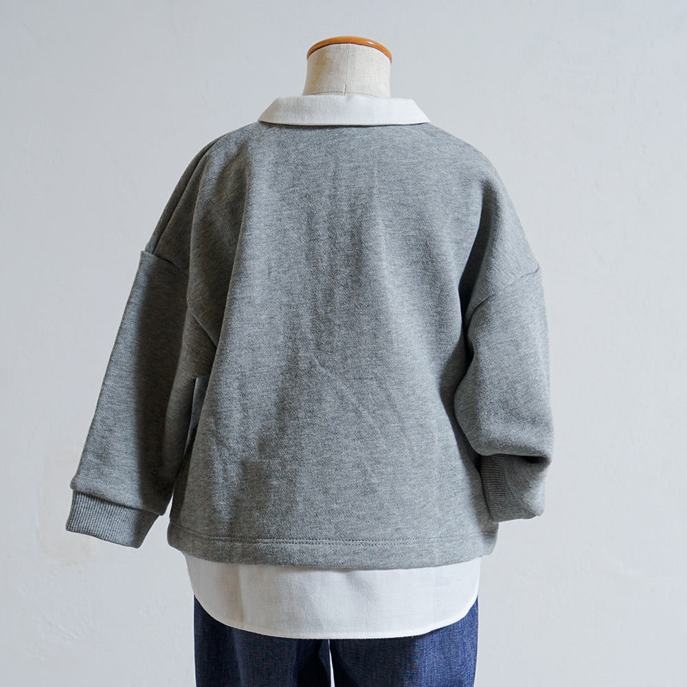 ベアマスクレイヤード襟トップス グレー 80・90・100cm
