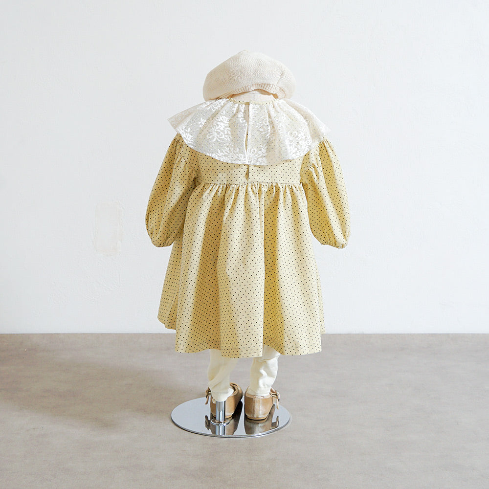 ドットLace襟ドレス ベージュ 80・90・100・110cm