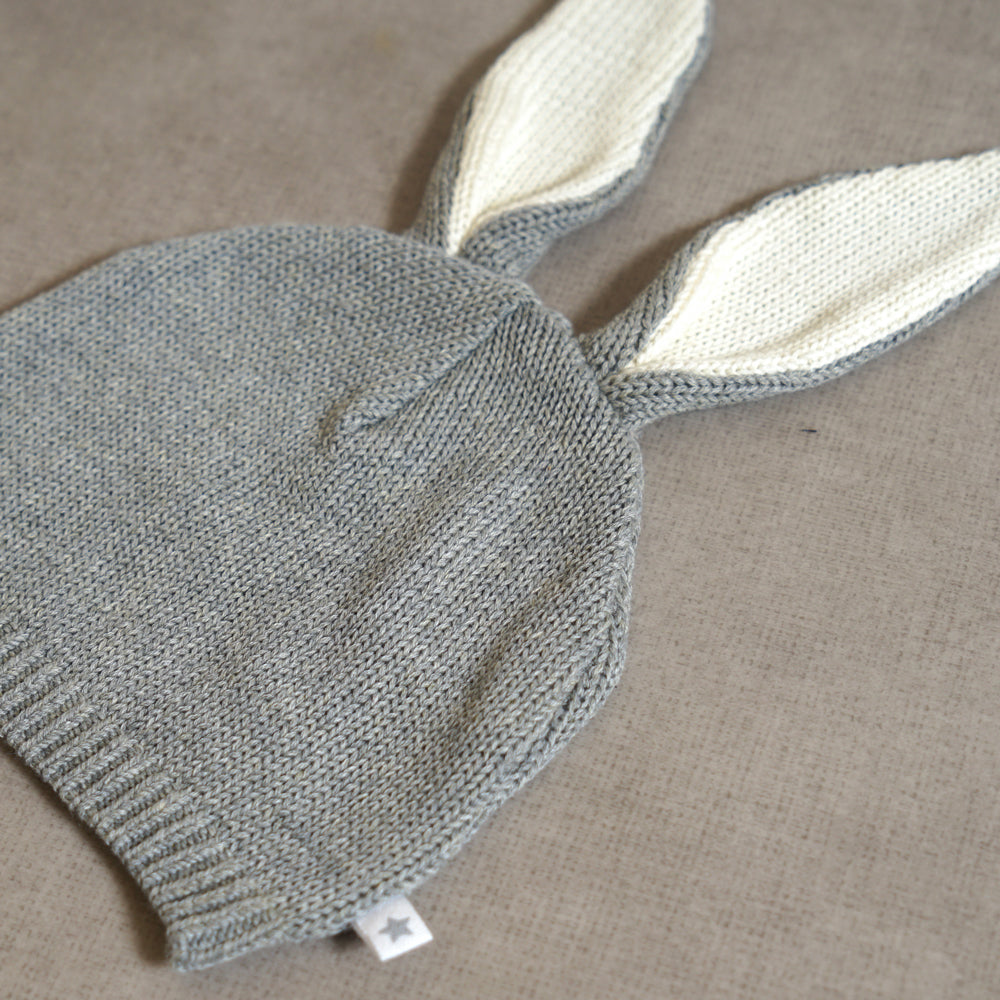 うさぎ耳ニット帽 グレー 42-48cm
