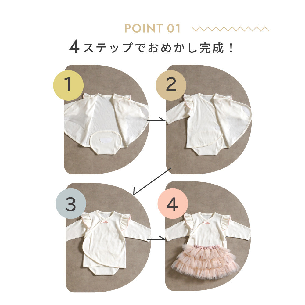 刺繍スタイとベビー肌着60-70cmのギフトセット ブルー / 出産祝い ベビー肌着 PATTO SATTO OMEKASHI