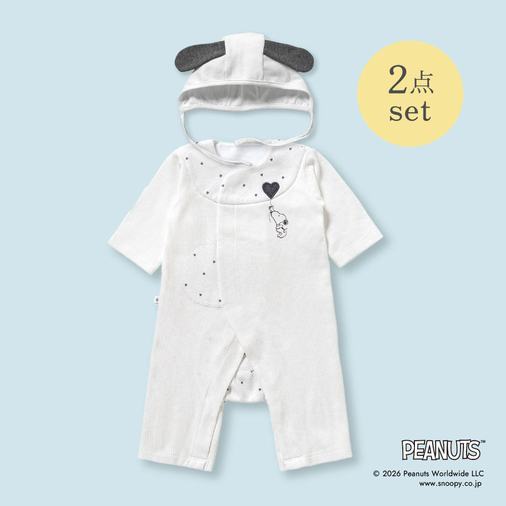 PEANUTS PATTO SATTO ROMPERS・ボンネットセット 50-60・60-70cm