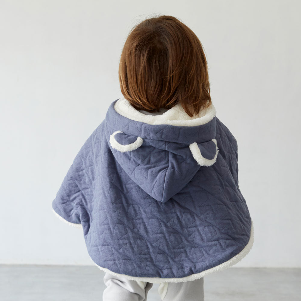 帆布BAGギフト　ベビーマント　くま ブルー   / 出産祝い / 名入れ刺繍可