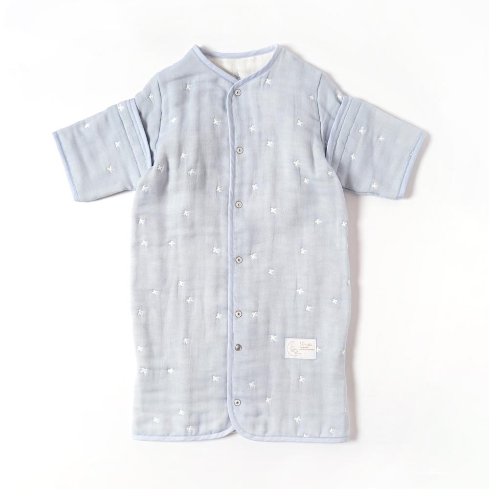 パウダーブルー　6wayスリーパー　ふくふくガーゼ(6重ガーゼ)　  / 名入れ刺繍可
