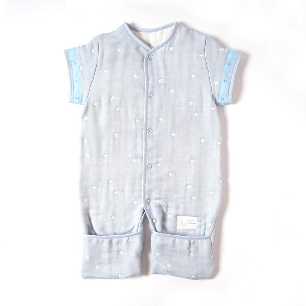 パウダーブルー　6wayスリーパー　ふくふくガーゼ(6重ガーゼ)　  / 名入れ刺繍可