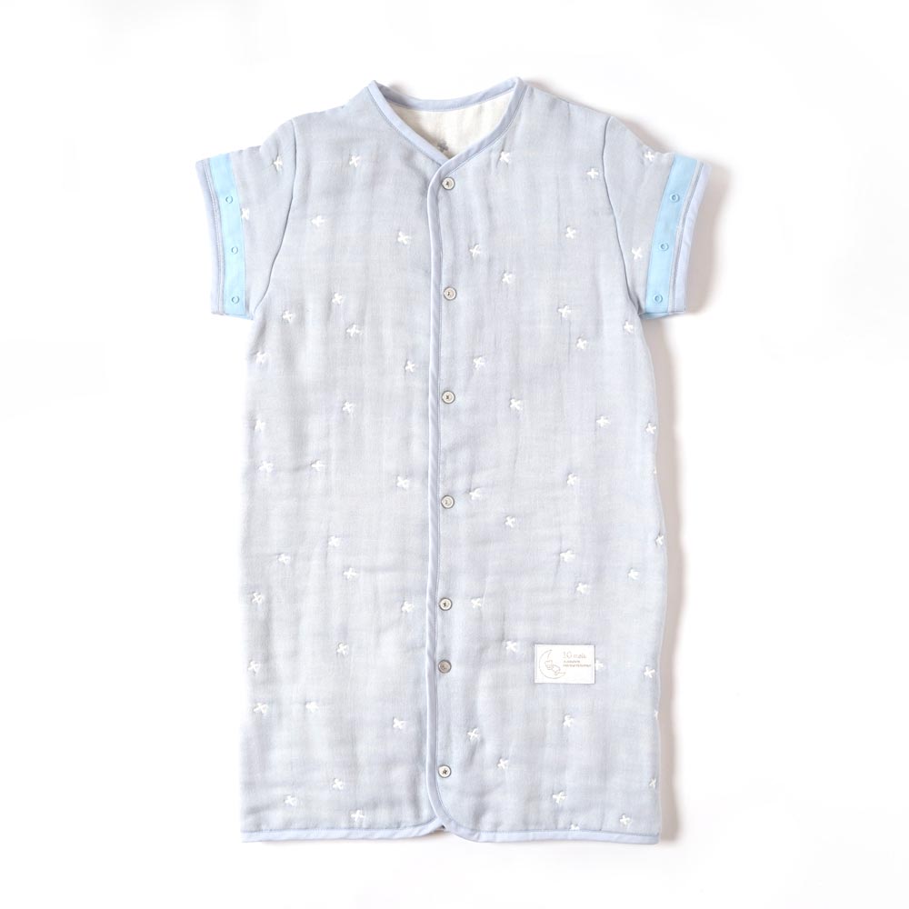 パウダーブルー　6wayスリーパー　ふくふくガーゼ(6重ガーゼ)　  / 名入れ刺繍可