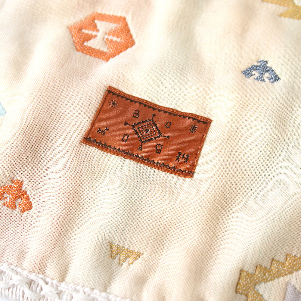 帆布ギフトBAG お食事セットとガーゼケット テラコッタ  / 出産祝い 名入れ刺繍可