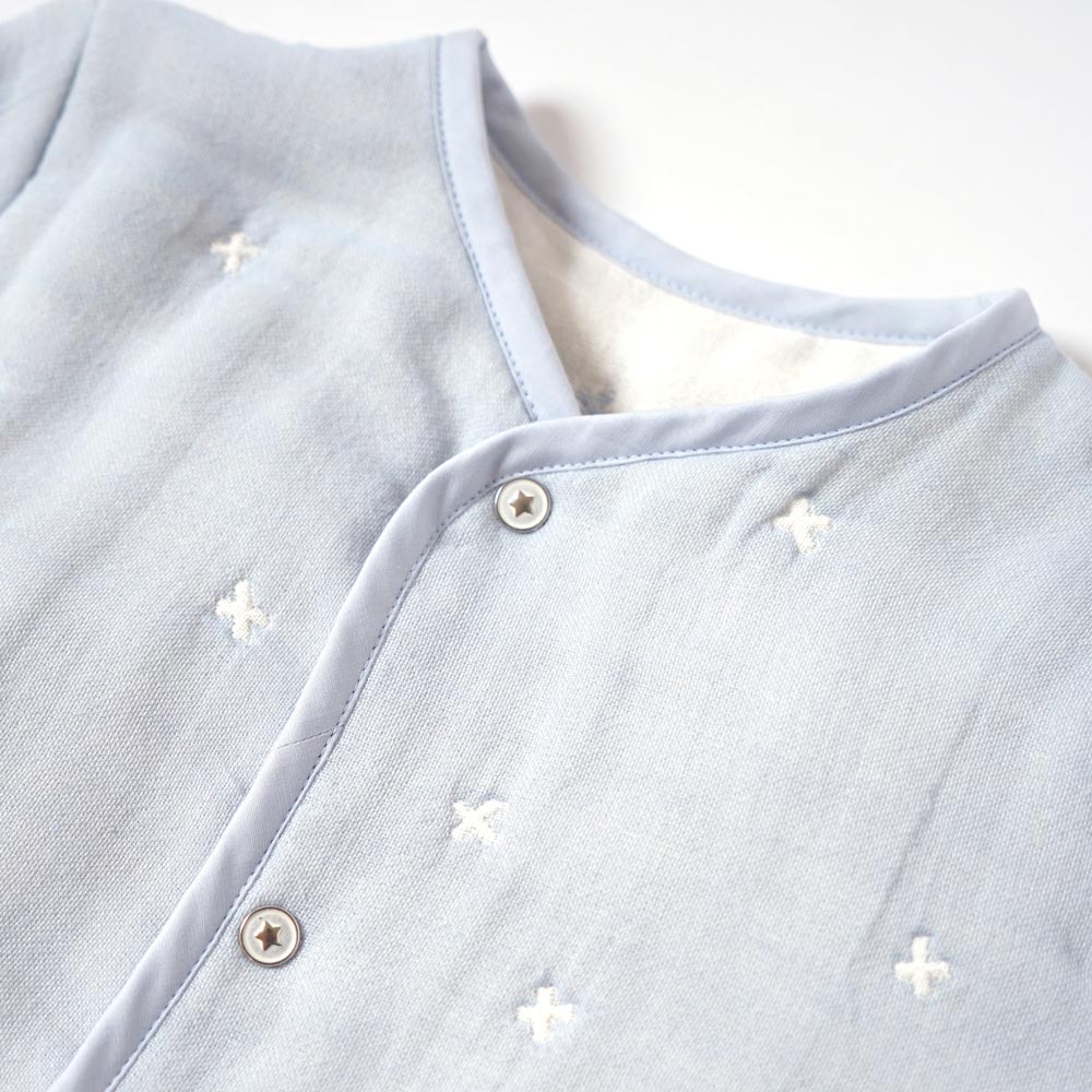 パウダーブルー　6wayスリーパー　ふくふくガーゼ(6重ガーゼ)　  / 名入れ刺繍可