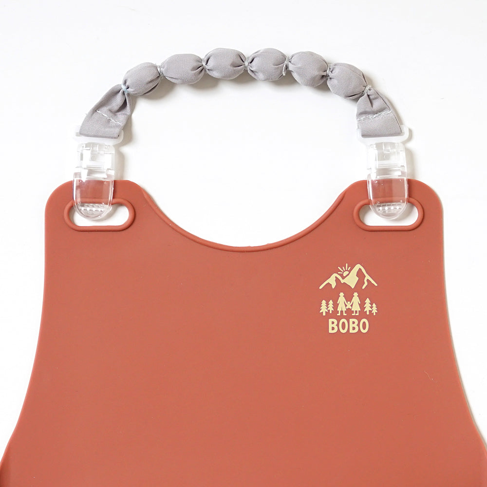 帆布ギフトBAG お食事セットとガーゼケット テラコッタ  / 出産祝い 名入れ刺繍可