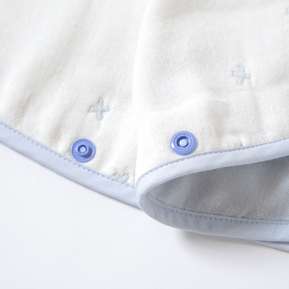 パウダーブルー　スリーパー　キッズサイズ ふくふくガーゼ(6重ガーゼ)　 / 名入れ刺繍可