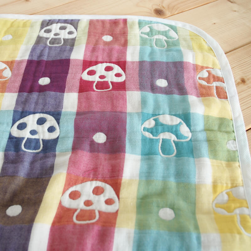 シャンピニオン　ガーゼケット(トドラーサイズ) ふくふくガーゼ(6重ガーゼ)　/ 名入れ刺繍可