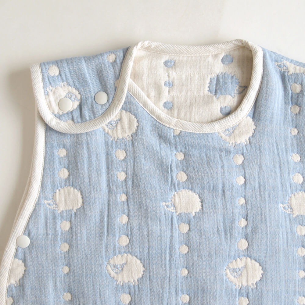 スカイブルー スリーパー　ベビーサイズ　ふくふくガーゼ(6重ガーゼ)　/ 名入れ刺繍可