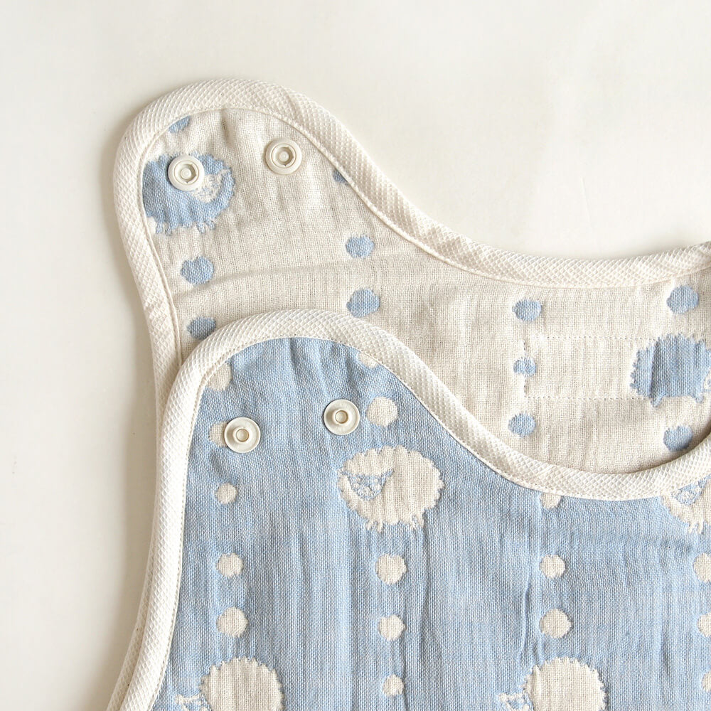 スカイブルー スリーパー　ベビーサイズ　ふくふくガーゼ(6重ガーゼ)　/ 名入れ刺繍可