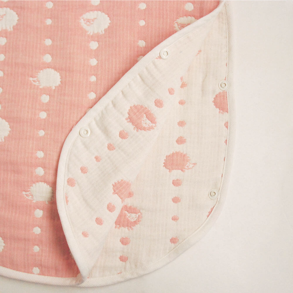 サーモンピンク　スリーパー ベビーサイズ　ふくふくガーゼ(6重ガーゼ)　/ 名入れ刺繍可