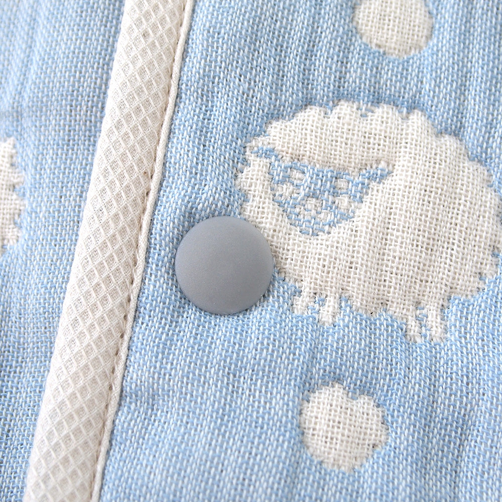 スカイブルー 2wayスリーパー　袖付き　ふくふくガーゼ(6重ガーゼ)　/ 名入れ刺繍可
