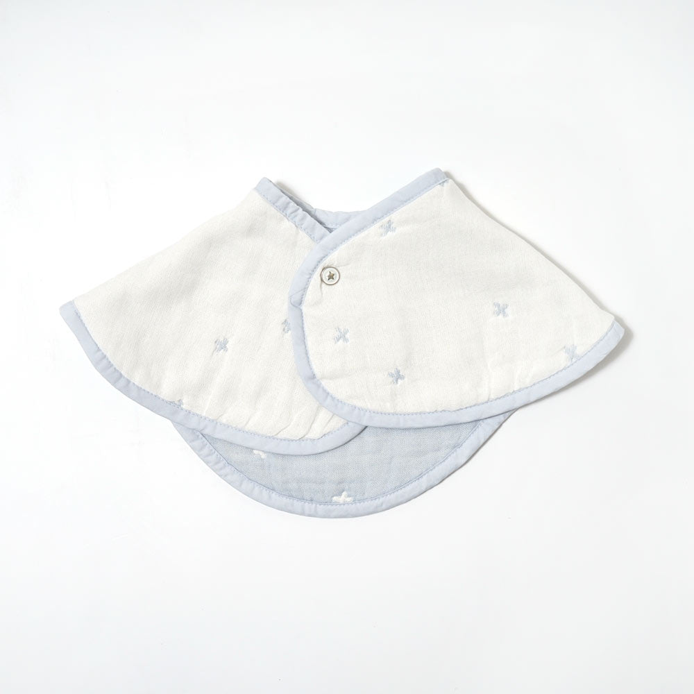 2wayビブ(2枚セット) パウダーブルー  ふくふくガーゼ(6重ガーゼ)  / 名入れ刺繍可