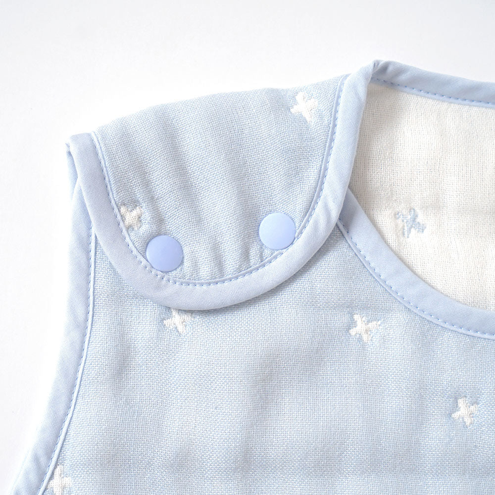 パウダーブルー　スリーパー　キッズサイズ ふくふくガーゼ(6重ガーゼ)　 / 名入れ刺繍可