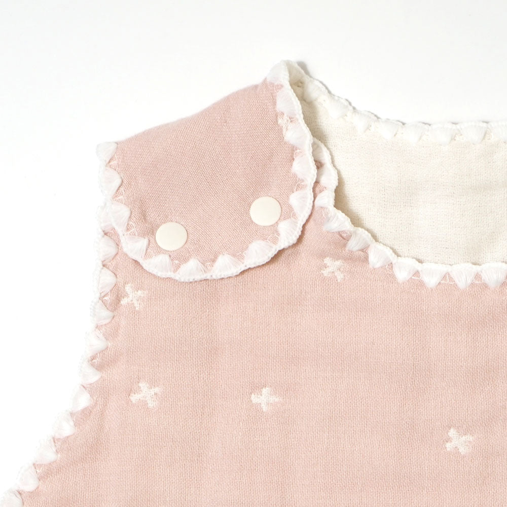 シェルピンク　スリーパー　ベビーサイズ　ふくふくガーゼ　/ 名入れ刺繍可