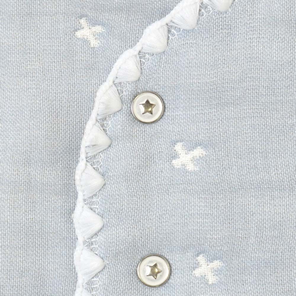 パウダーブルー ちょっき　70～80cm ふくふくガーゼ(6重ガーゼ)　 / 名入れ刺繍可