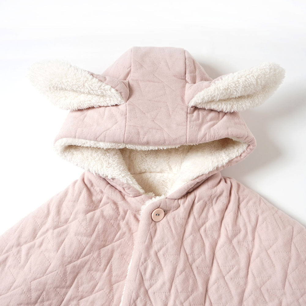 【今季分完売】starキルト 耳つきマント ピンク 新生児～100cm