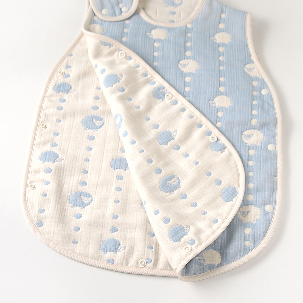 スカイブルー スリーパー　ベビーサイズ　ふくふくガーゼ(6重ガーゼ)　/ 名入れ刺繍可