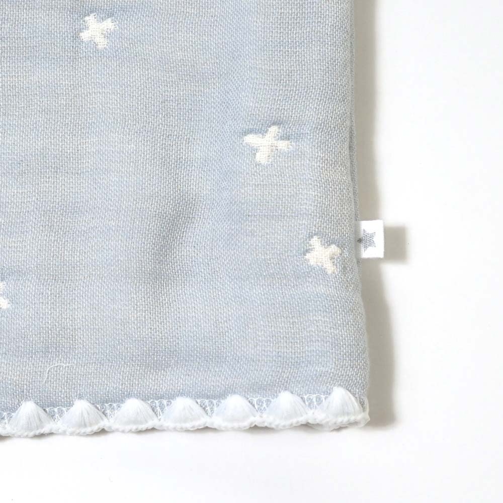 パウダーブルー ちょっき　70～80cm ふくふくガーゼ(6重ガーゼ)　 / 名入れ刺繍可