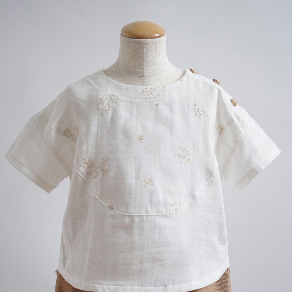 刺繍Wガーゼヨークブラウス minori ホワイト　80cm・90cm