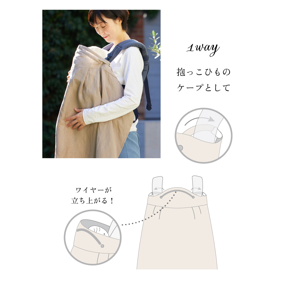 リネンUVカット　マルチケープ　グレージュ
